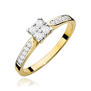 Pierścionek W0402 z diamentami żółte złoto