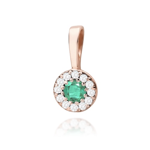 Pendentif Z0443 Émeraude 0,15ct Or rose