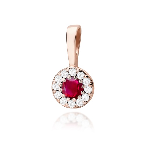 Pendentif Z0443 Rubis 0,15ct Or rose