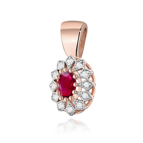 Pendentif Z0354 Rubis 0,60ct Or rose