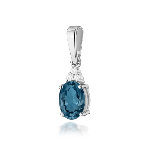 Pendentif Z0308 Topaze London Blue 0,85ct Or blanc