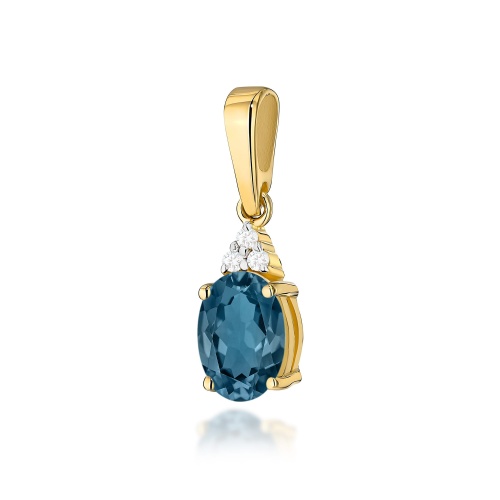 Pendentif Z0308 Topaze London Blue 0,85ct Or jaune