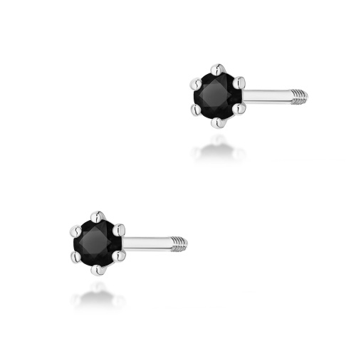 Boucles d’oreilles K0501 Diamant noir 2 x 0.04ct Or blanc Clou vissé
