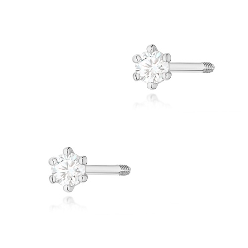 Boucles d’oreilles K0501 Diamant 2 x 0,05ct Or blanc Clou vissé
