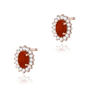 Kolczyki K0569 Koral 2 x 0,20ct różowe złoto sztyft zakręcany