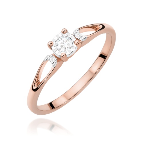 Žiedas W0708 Deimantas 0,08ct Rožinis auksas