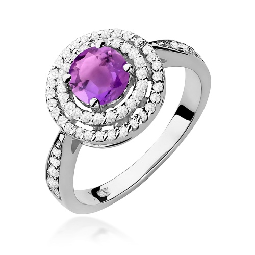 Pierścionek W0274 Ametyst 0,90ct białe złoto
