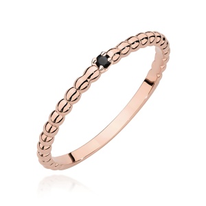 Pierścionek W0601 Czarny Diament 0,02ct białe złoto