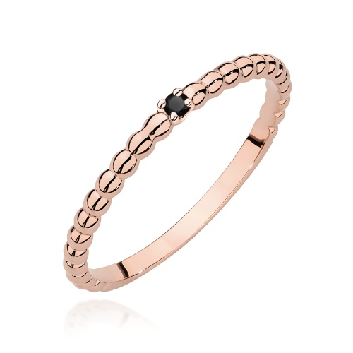 Pierścionek W0601 Czarny Diament 0,02ct białe złoto