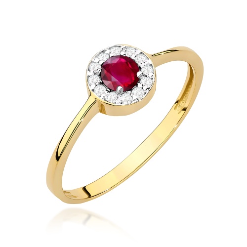 Pierścionek W0616 Rubin 0,30ct żółte złoto