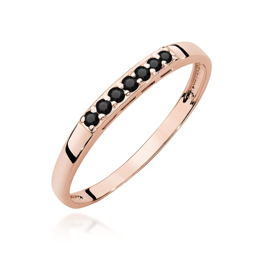 Pierścionek W0619 Czarny Diament 0,12ct różowe złoto