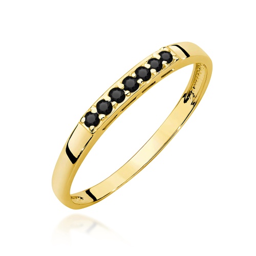 Inel W0619 negru Diamant 0,12ct AUR GALBEN