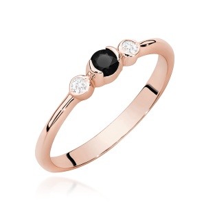 Pierścionek W0620 Czarny Diament 0,12ct różowe złoto