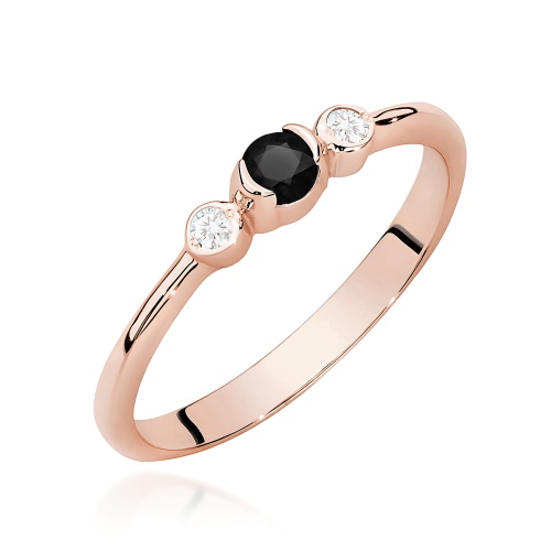 Pierścionek W0620 Czarny Diament 0,12ct różowe złoto