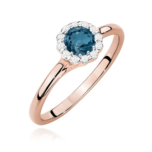 Prsteň W0622 Topás London Blue 0,50ct ružové zlato