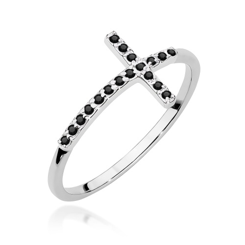 Bague W0636 avec diamants noirs Or blanc