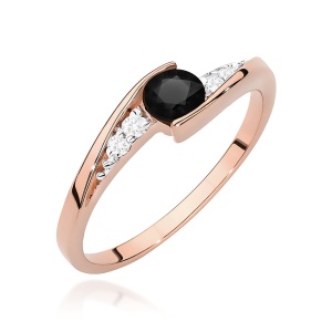 Pierścionek W0618 Czarny Diament 0,30ct różowe złoto