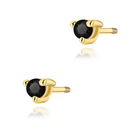 Boucles d’oreilles K0035 Diamant noir 2 x 0,04ct Or jaune Clou vissé