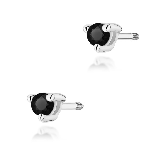 Boucles d’oreilles K0035 Diamant noir 2 x 0,04ct Or blanc Clou vissé