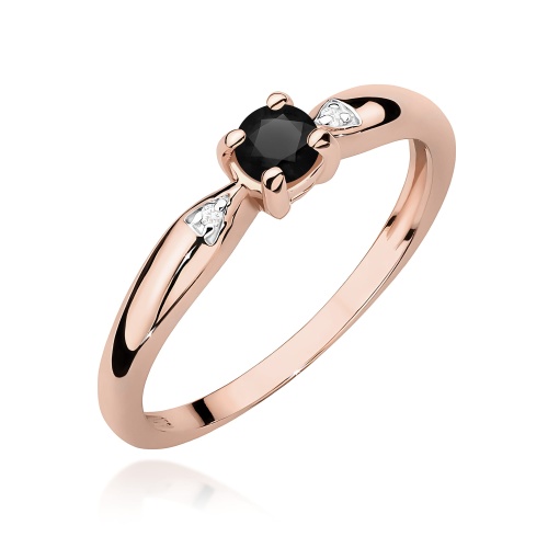 Pierścionek W0469 Czarny diament 0,12ct różowe złoto