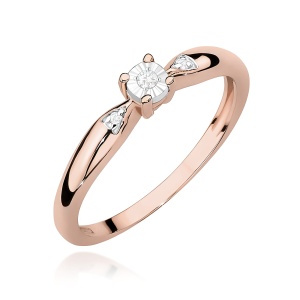 Pierścionek W0469 Diament 0,02ct różowe złoto