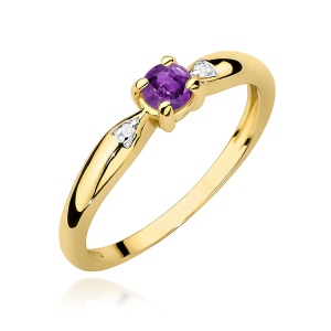 Pierścionek W0469 Ametyst 0,10ct żółte złoto