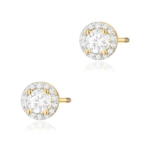Kolczyki K0509 Diament 2 x 0,50ct żółte złoto sztyft zakręcany
