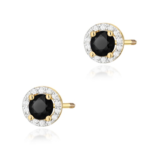 Boucles d’oreilles K0509 Diamant noir 2 x 0,50ct Or jaune Clou vissé