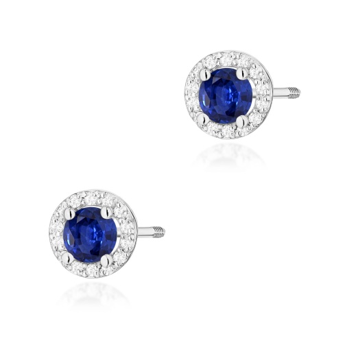 Boucles d’oreilles K0509 Saphir 2 x 0,50ct Or blanc Clou vissé