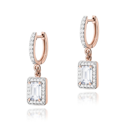 Boucles d’oreilles K0422 Diamant de laboratoire 2 x 0,60ct Or rose