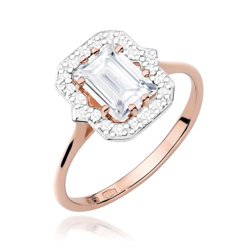Bague W0576 Diamant de laboratoire 1.00ct Or rose