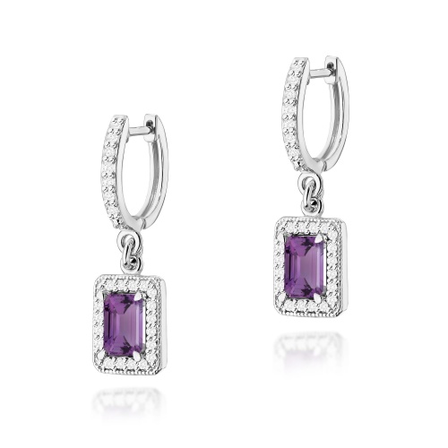 Boucles d’oreilles K0422 Améthyste 2 x 0,50ct Or blanc