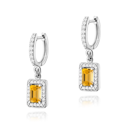 Boucles d’oreilles K0422 Citrine 2 x 0,60ct Or blanc