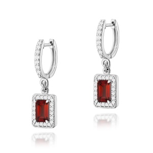Kolczyki K0422 Granat 2 x 0,70ct białe złoto