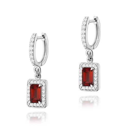 Boucles d’oreilles K0422 Grenat 2 x 0,70ct Or blanc