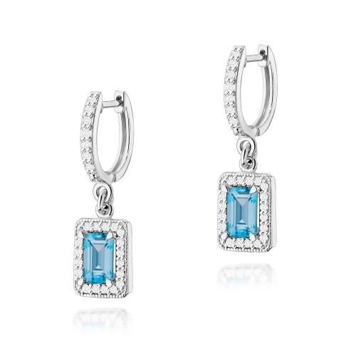 Boucles d’oreilles K0422 Topaze  Swiss 2 x 0,65ct Or blanc