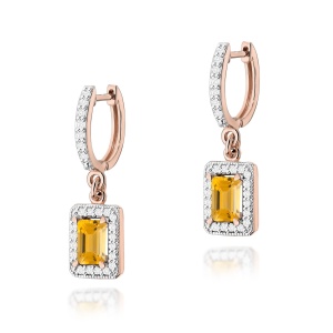 Kolczyki K0422 Cytryn 2 x 0,60ct różowe złoto