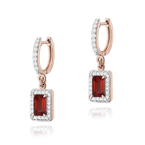 Boucles d’oreilles K0422 Grenat 2 x 0,70ct Or rose