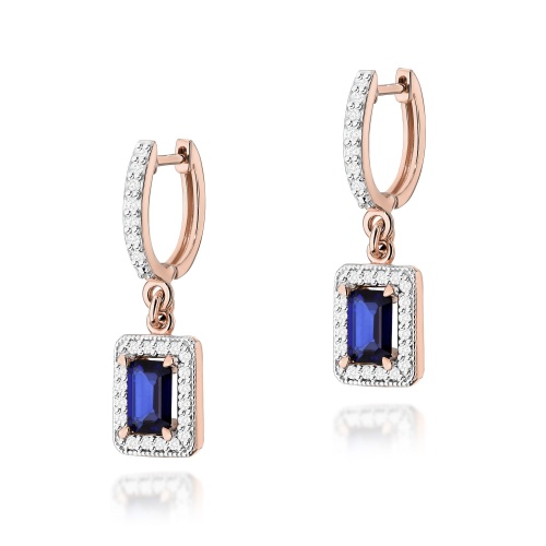 Boucles d’oreilles K0422 Saphir 2 x 0,60ct Or rose