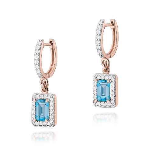 Boucles d’oreilles K0422 Topaze  Swiss 2 x 0,65ct Or rose