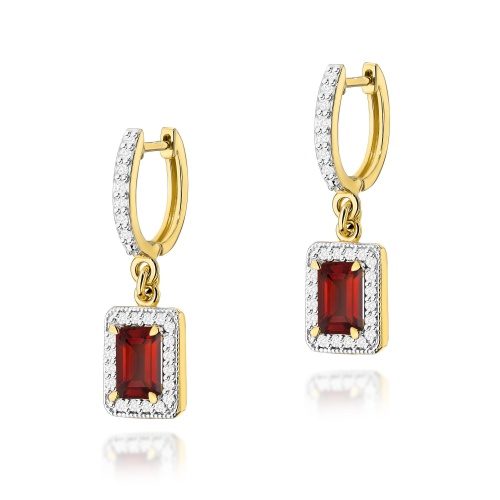 Boucles d’oreilles K0422 Grenat 2 x 0,70ct Or jaune