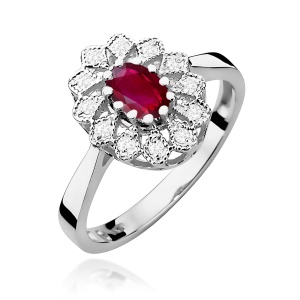 Pierścionek W0354 Rubin 0,60ct białe złoto