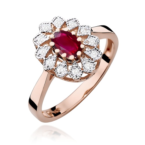 Pierścionek W0354 Rubin 0,60ct różowe złoto