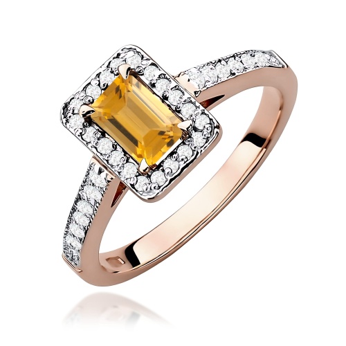 Pierścionek W0422 Cytryn 0,60ct różowe złoto