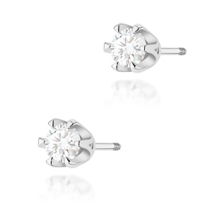 Kolczyki K0220 Diament Laboratoryjny 2 x 0,30ct białe złoto sztyft zakręcany
