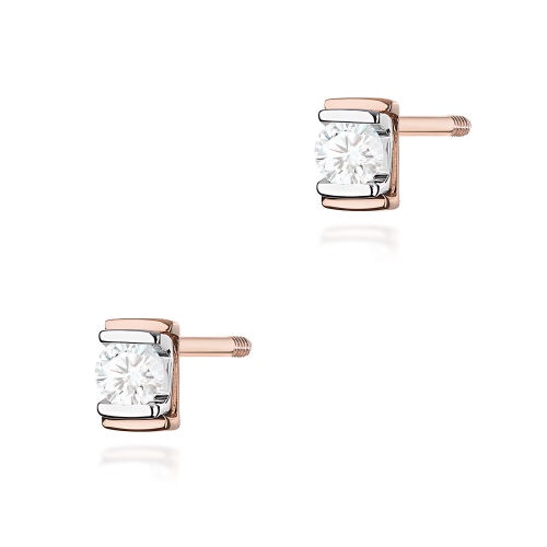 Boucles d’oreilles K0343 Diamant 2 x 0,10ct Or rose Clou vissé