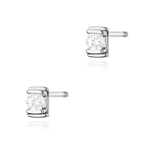 Kolczyki K0343 Diament 2 x 0,10ct białe złoto sztyft zakręcany