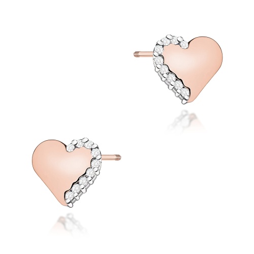 Boucles d’oreilles K0505 avec diamants Or rose Clou vissé