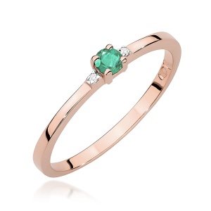 Pierścionek W0464 Szmaragd 0,15ct różowe złoto