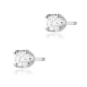 Kolczyki K0034 Diament 2 x 0,08ct białe złoto sztyft zakręcany